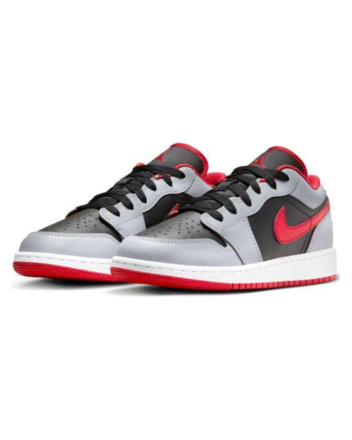 Jordan Air Jordan 1 детские кроссовки кожаные серо-чёрно-красные картинка