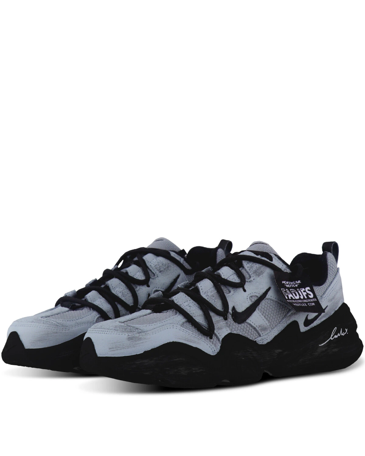 Nike Tech Hera unisex повседневные кроссовки из нубука серо-черные картинка