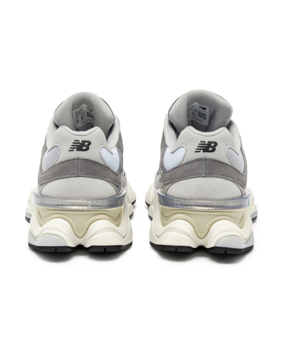 New Balance 9060 унисекс кроссовки из ткани и замши светло-серые с белым картинка