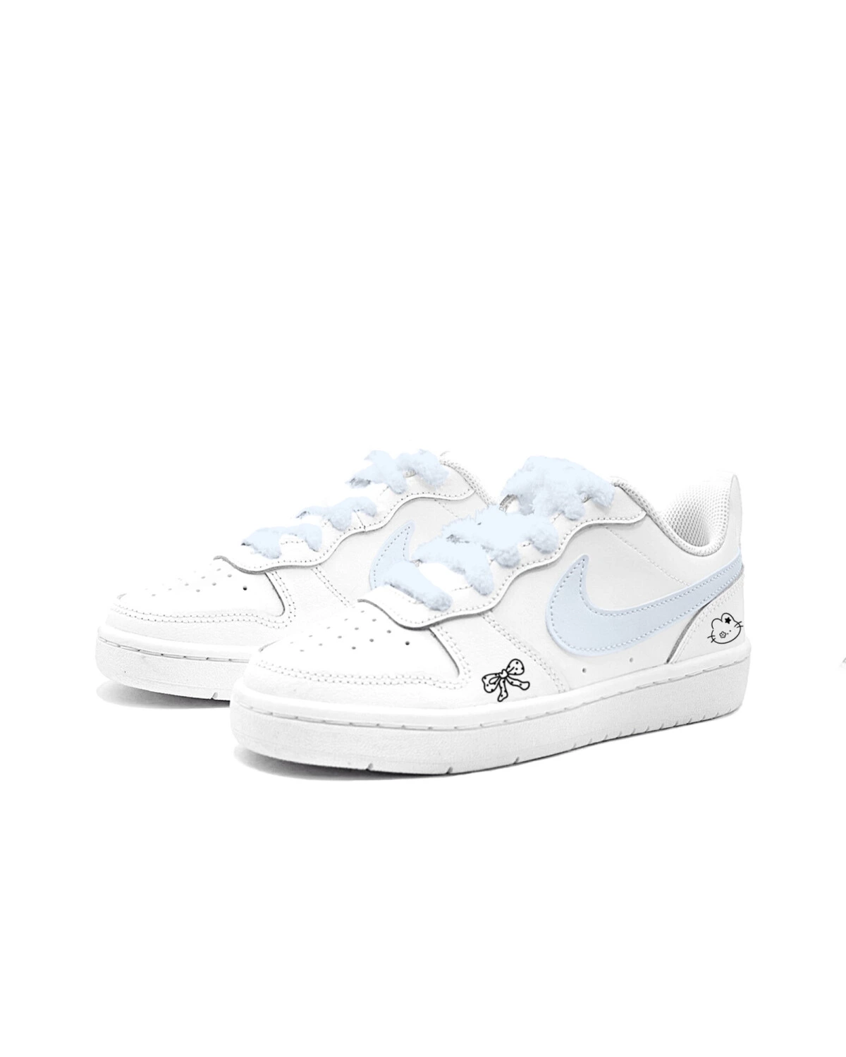 Nike Court Borough детские кроссовки кожаные голубые картинка
