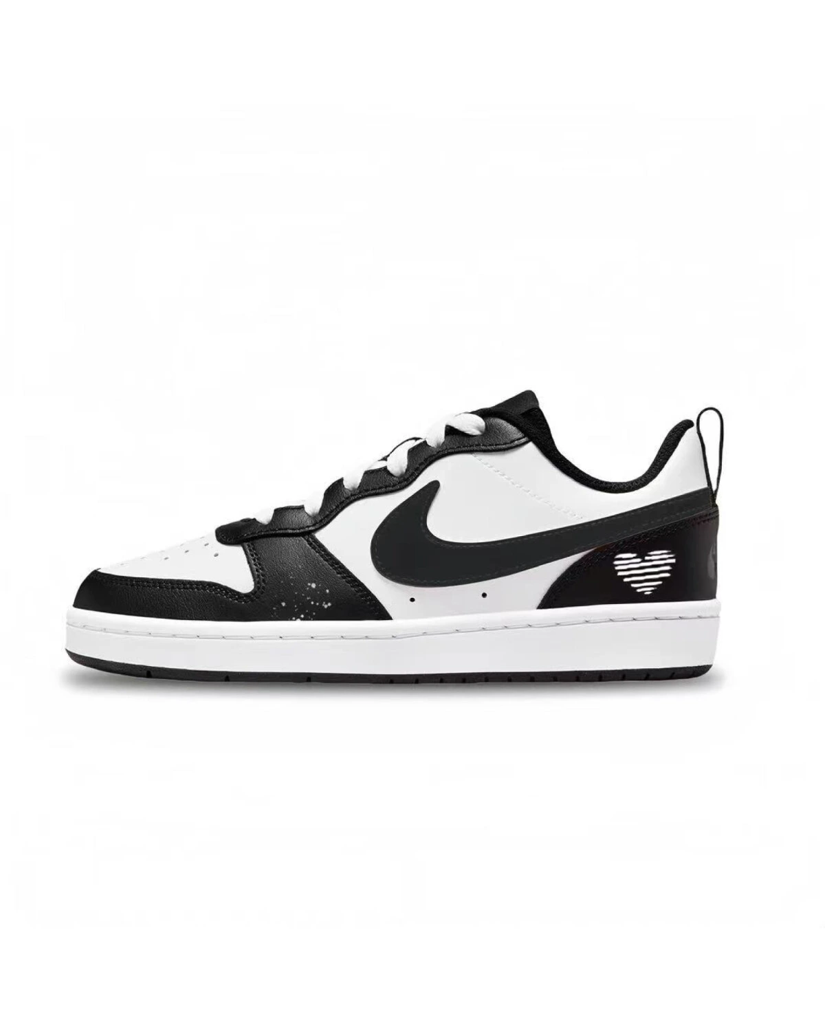 Nike Court Borough Low 2 детские кеды бело-чёрные устойчивые к износу картинка