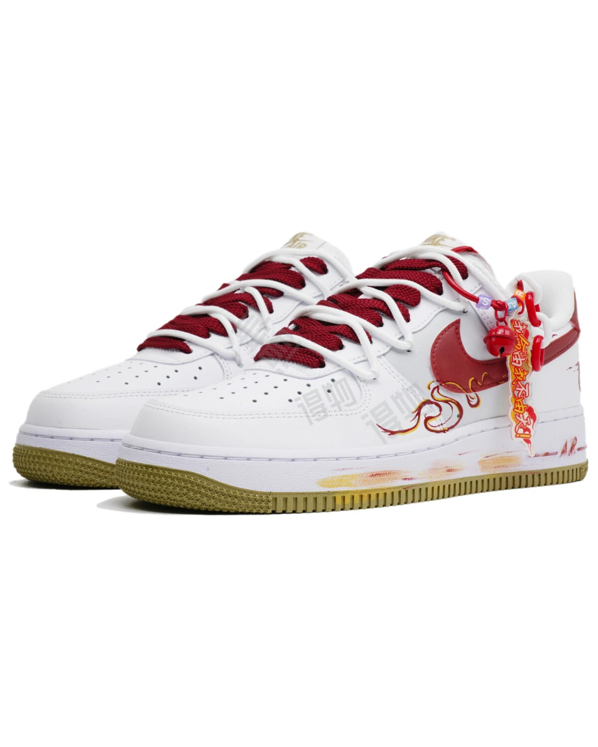 Nike Air Force 1 унисекс кроссовки мягкие стильные белые с красным картинка