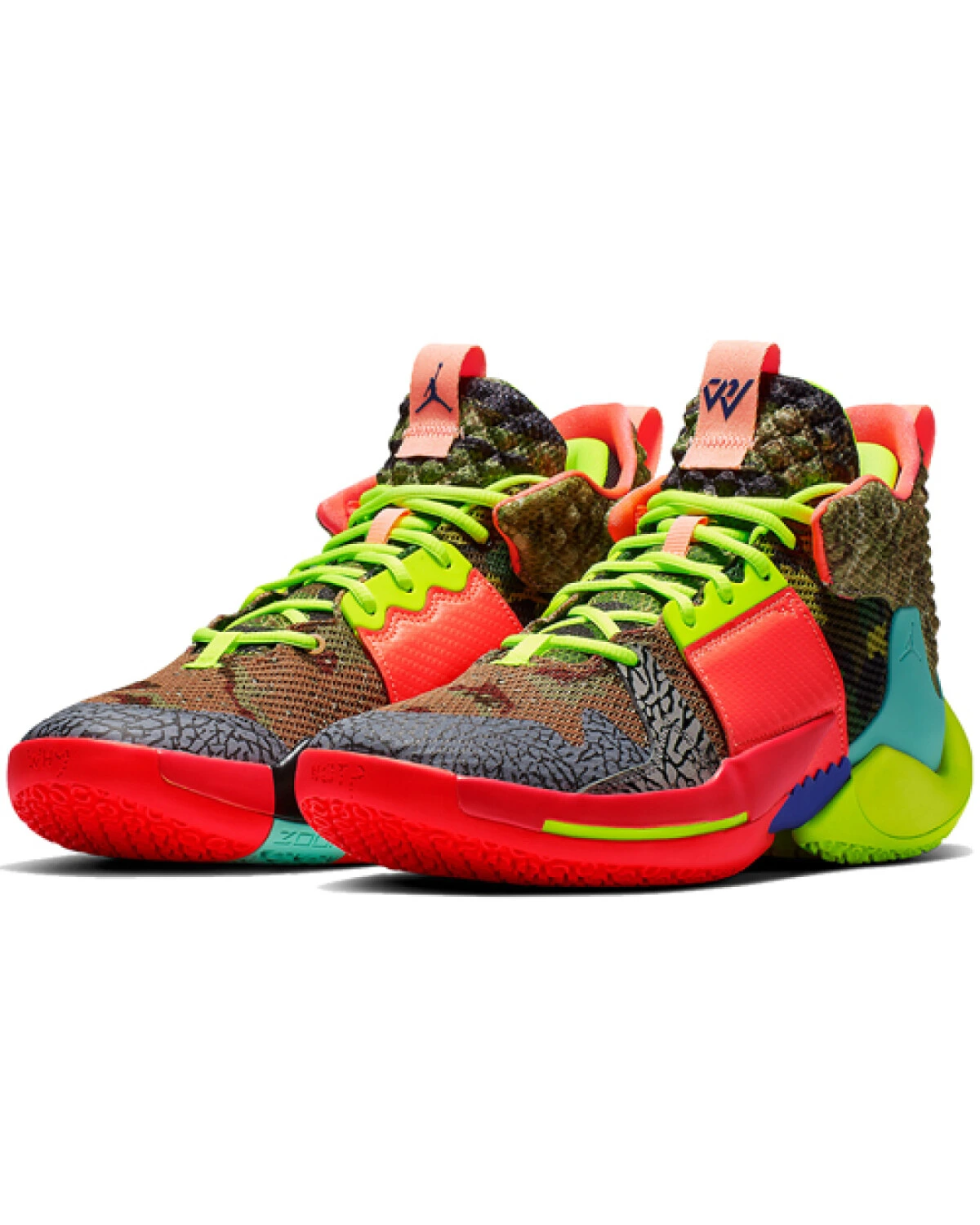 Jordan Why Not Zer0,2 унисекс баскетбольные кроссовки камуфляжные оранжево-зеленые картинка