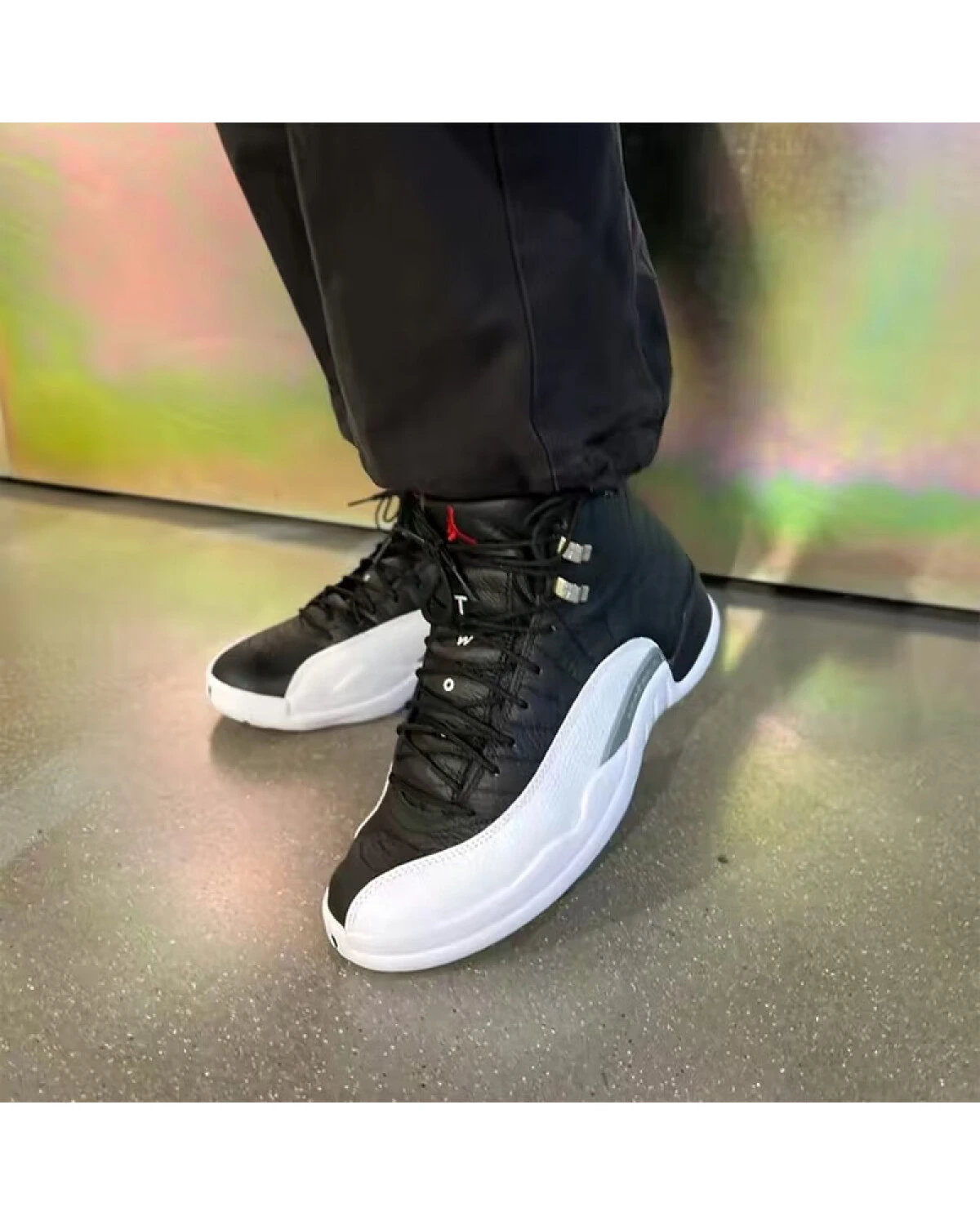 Jordan Air Jordan 12 Playoff детские кроссовки черно-белые высокие картинка