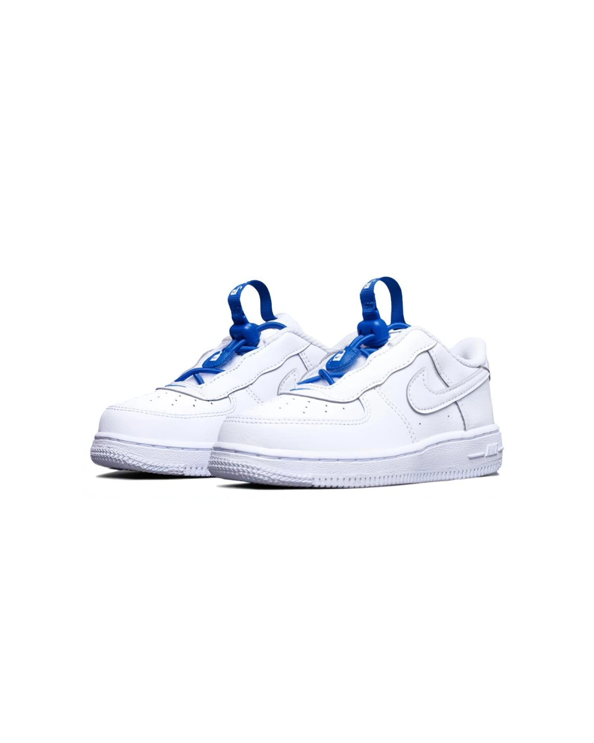 Nike Air Force 1 Toggle детские кроссовки бело-голубые на липучке картинка