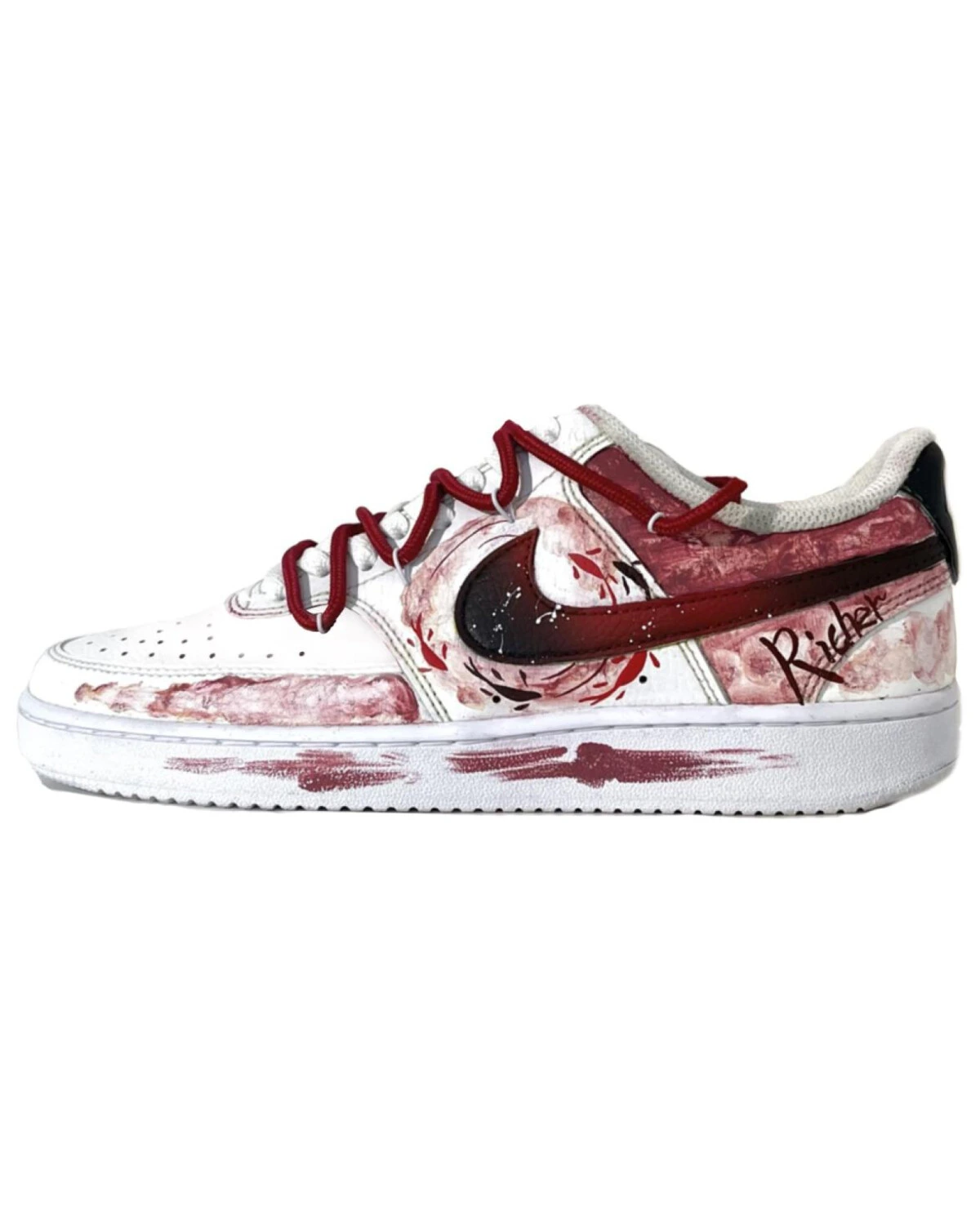 Nike Court Vision 1 Low мужские кроссовки черно-красно-белые с амортизацией картинка