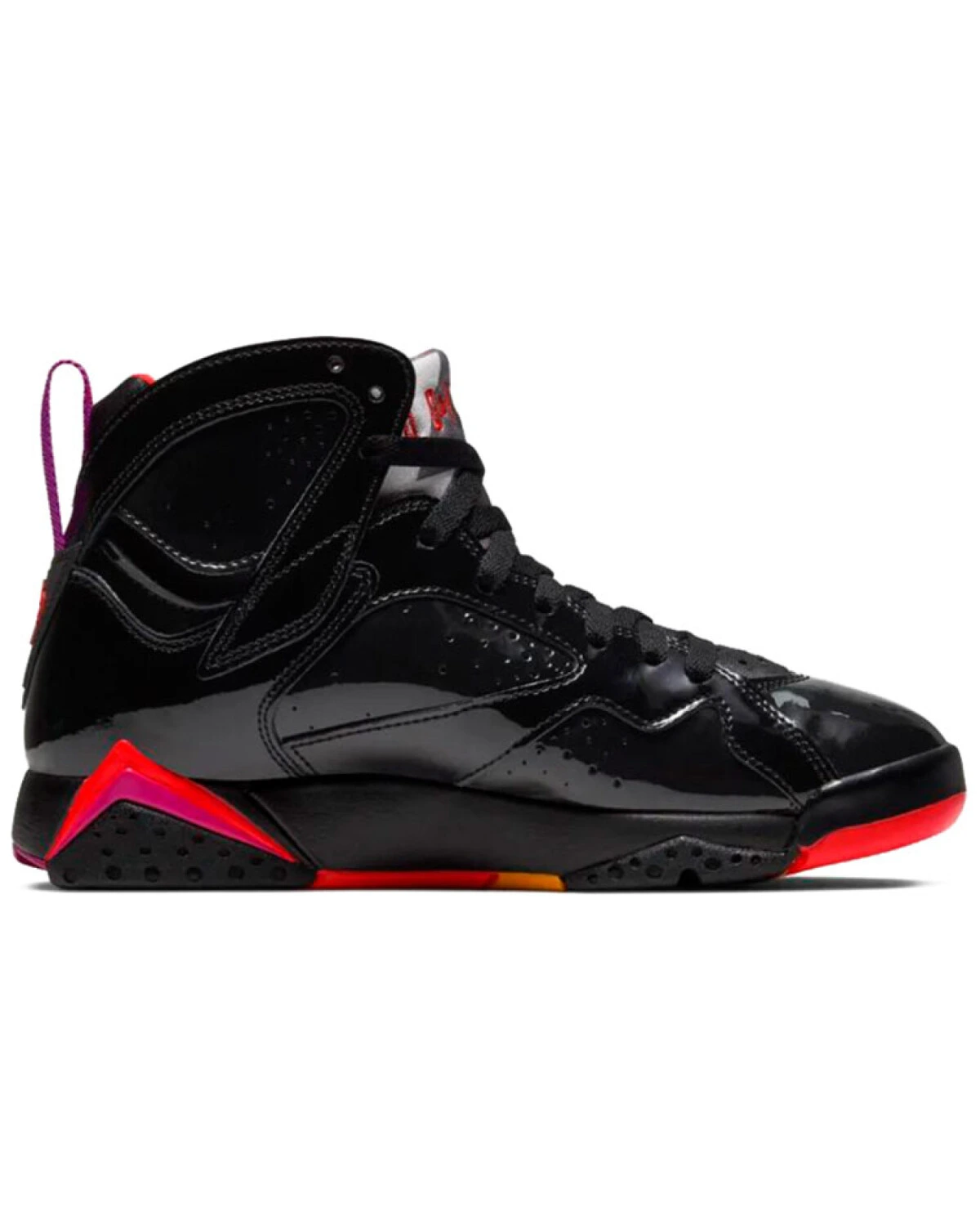 Jordan Air Jordan 7 женские высокие кроссовки чёрные с красными деталями картинка