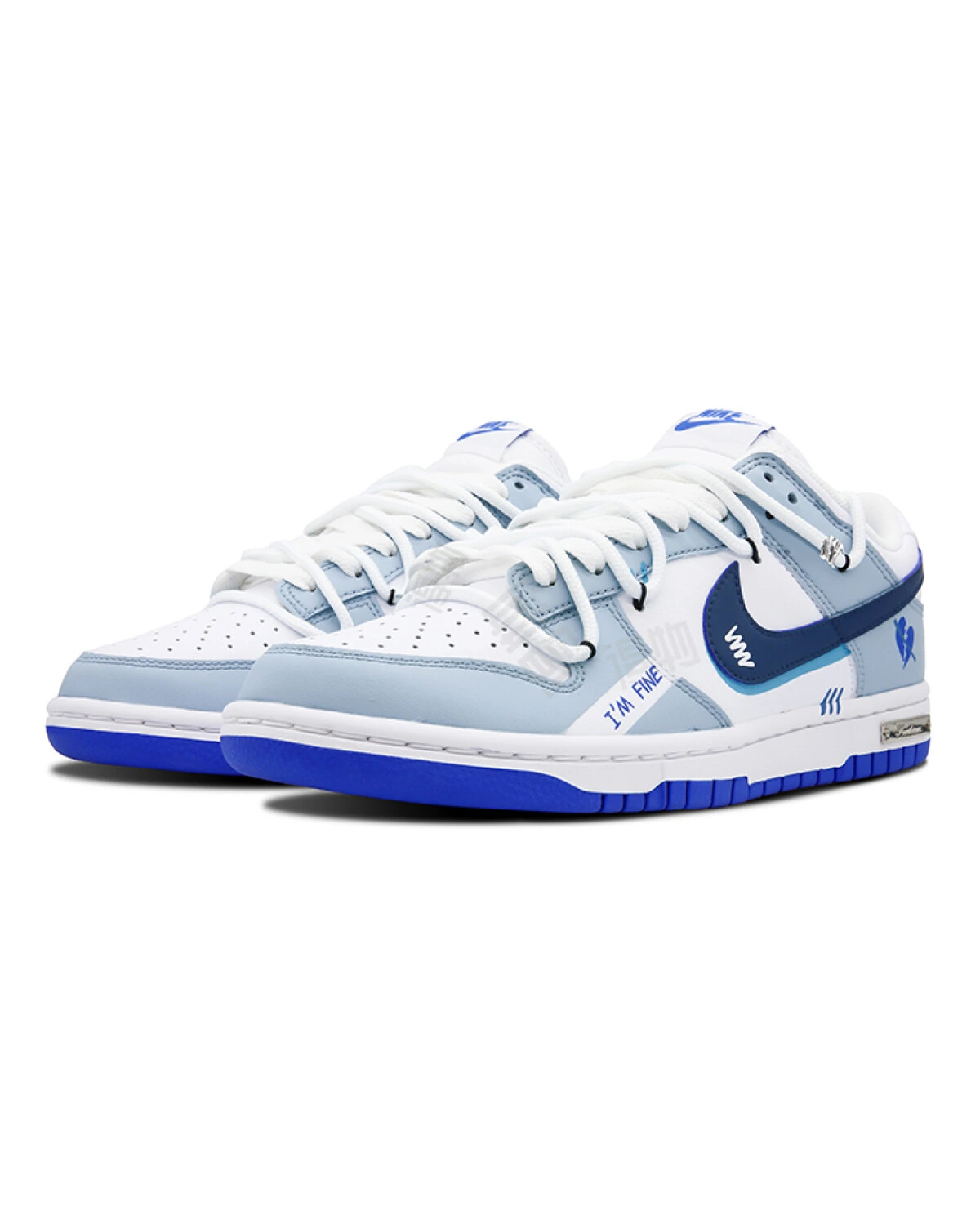 Nike Dunk мужские кроссовки бело-синие с амортизацией картинка