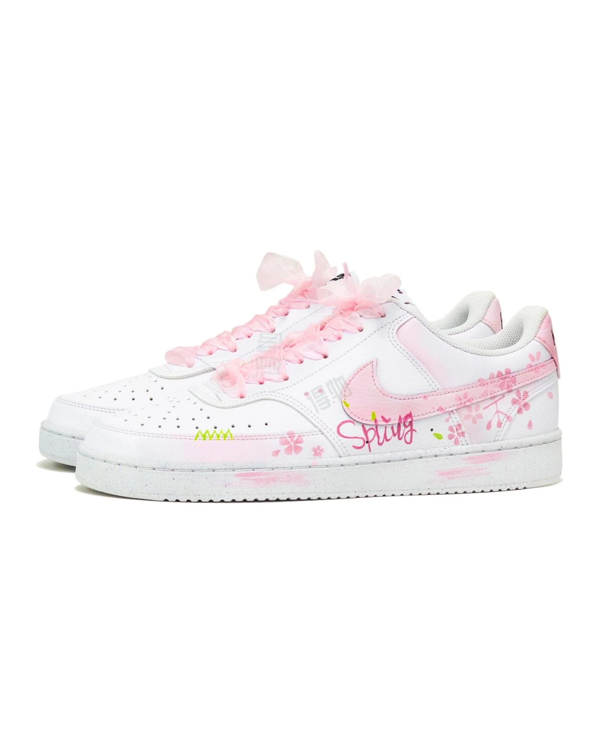 Nike Court Vision 1 мужские кеды из натуральной кожи розово-белые картинка