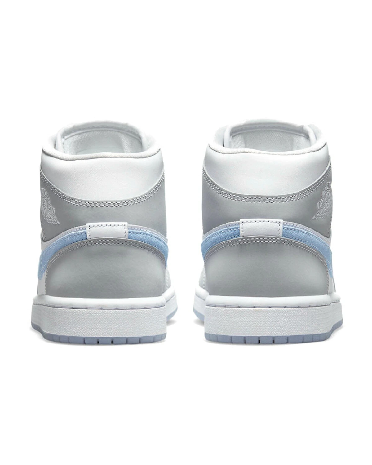 Jordan Air Jordan 1 Mid "Wolf Grey" женские кроссовки бело-серо-голубые картинка