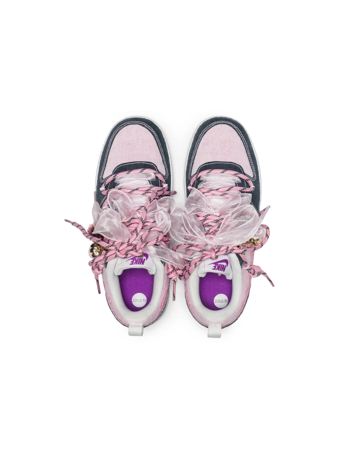 Nike Court Borough 2 детские кроссовки розовые с деним-панелью картинка