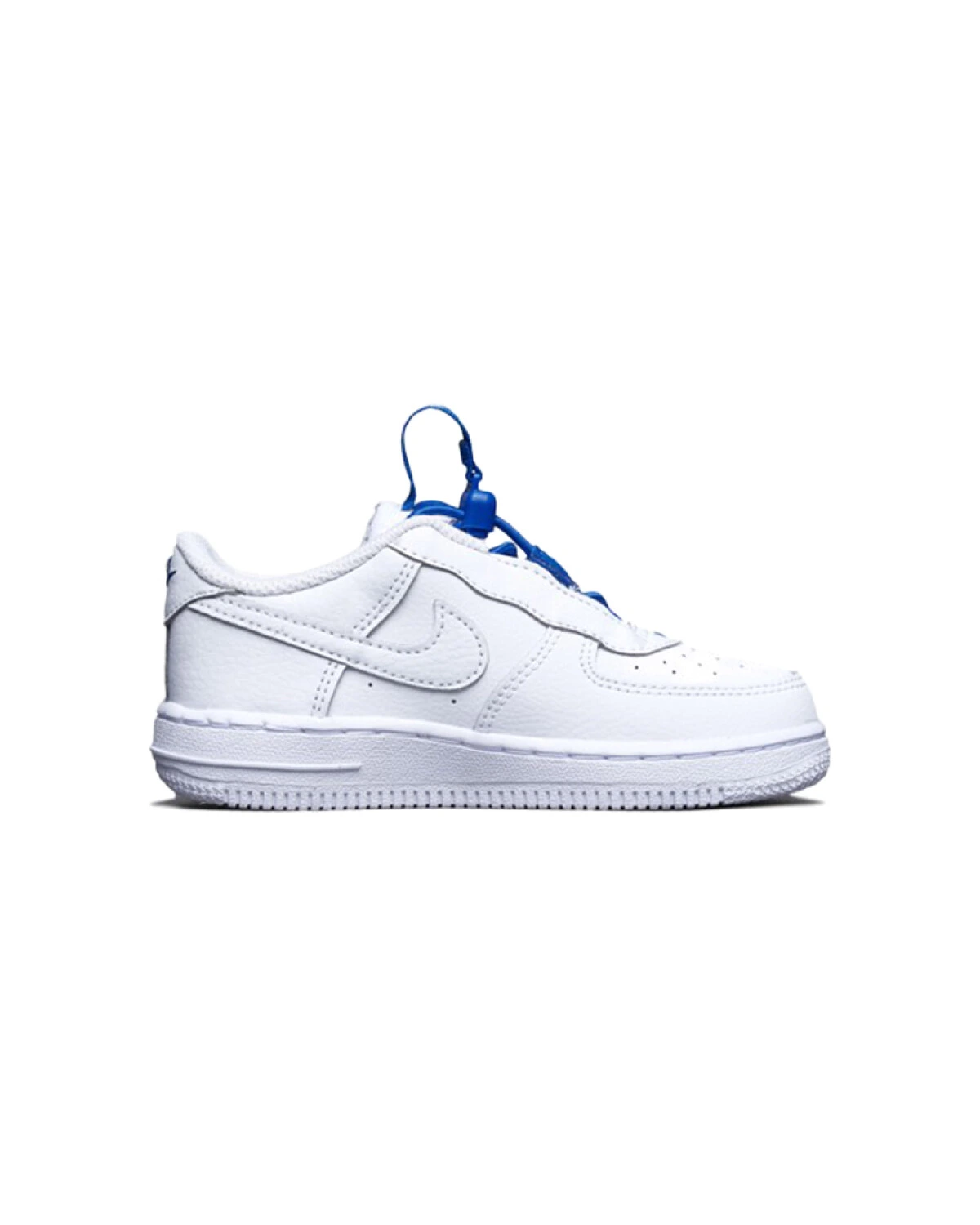 Nike Air Force 1 Toggle детские кроссовки бело-голубые на липучке картинка
