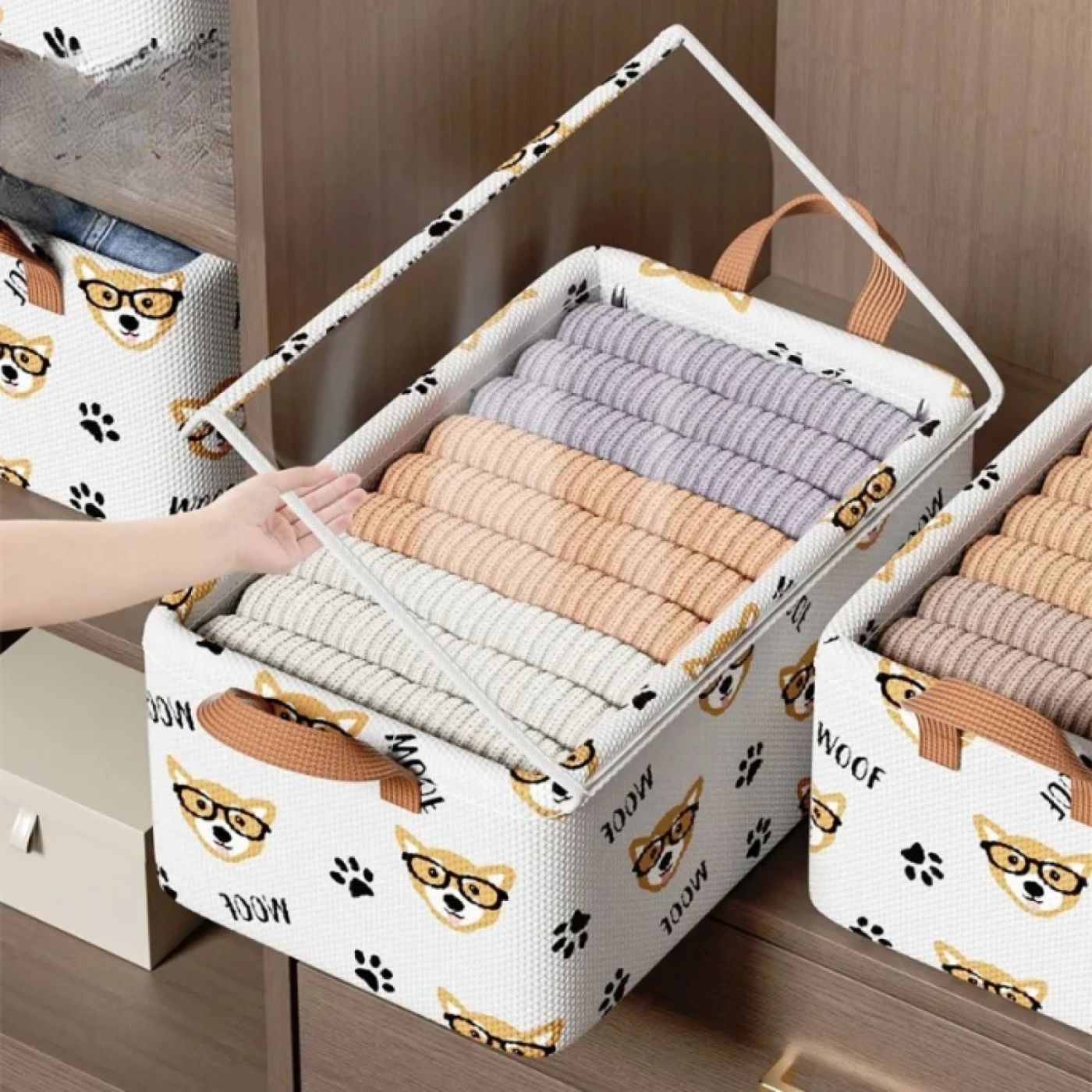 Складная корзина-органайзер для хранения одежды картинка