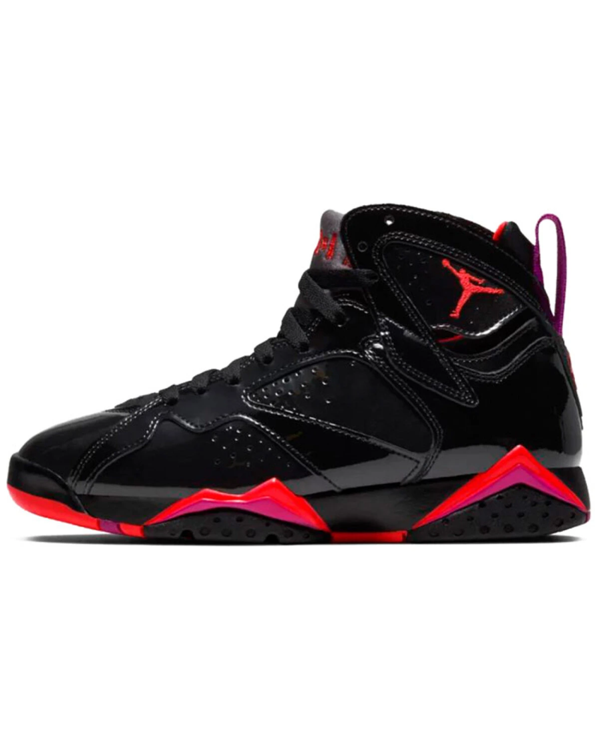 Jordan Air Jordan 7 женские высокие кроссовки чёрные с красными деталями картинка