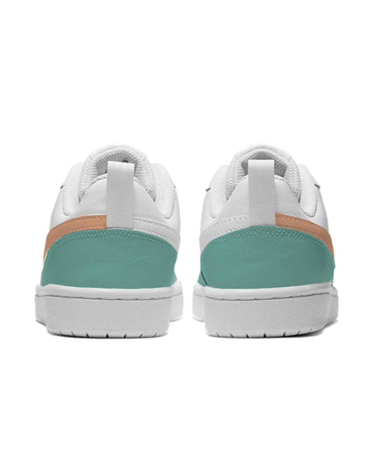 Nike Court Borough Low 2 детские кроссовки кожаные бело-зелено-оранжевые картинка