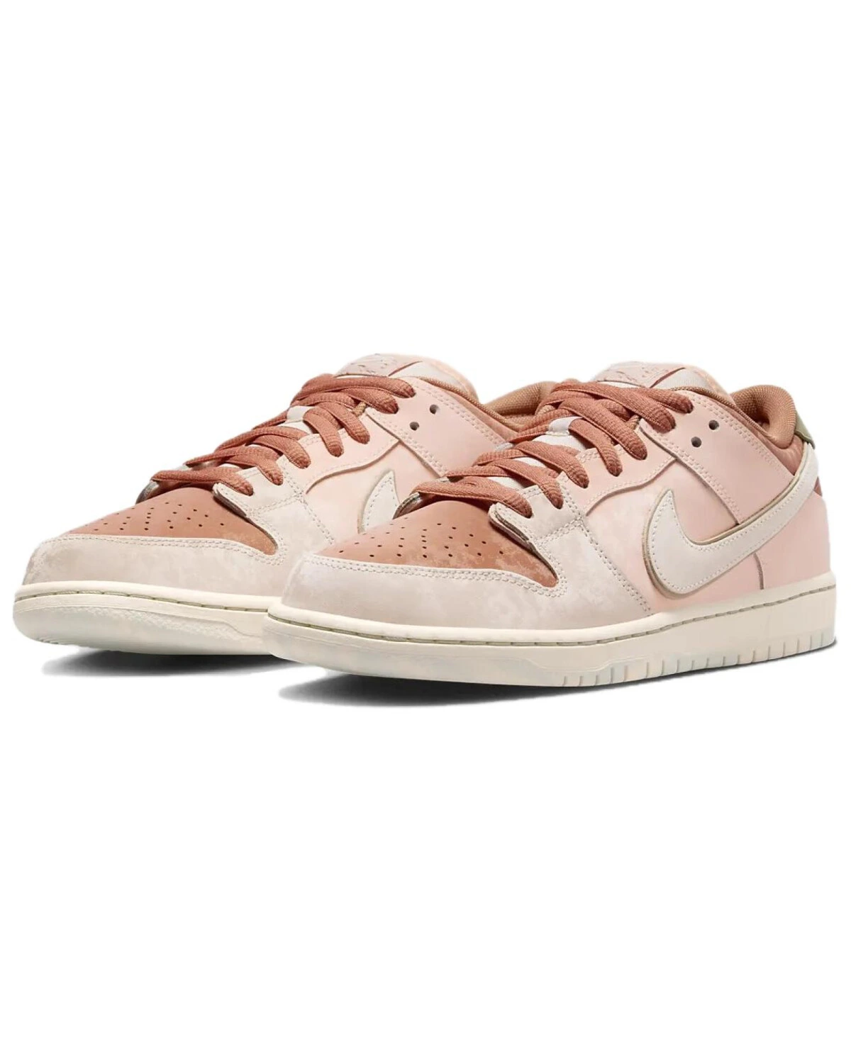 Nike Dunk SB unisex кроссовки розово-бежевые с коричневыми вставками картинка