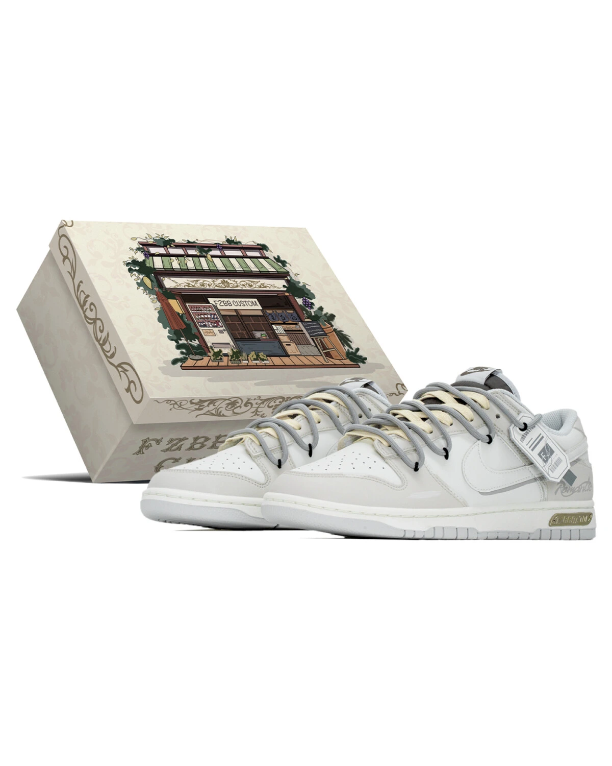 Nike Dunk Romantic мужские кроссовки серо-белые картинка