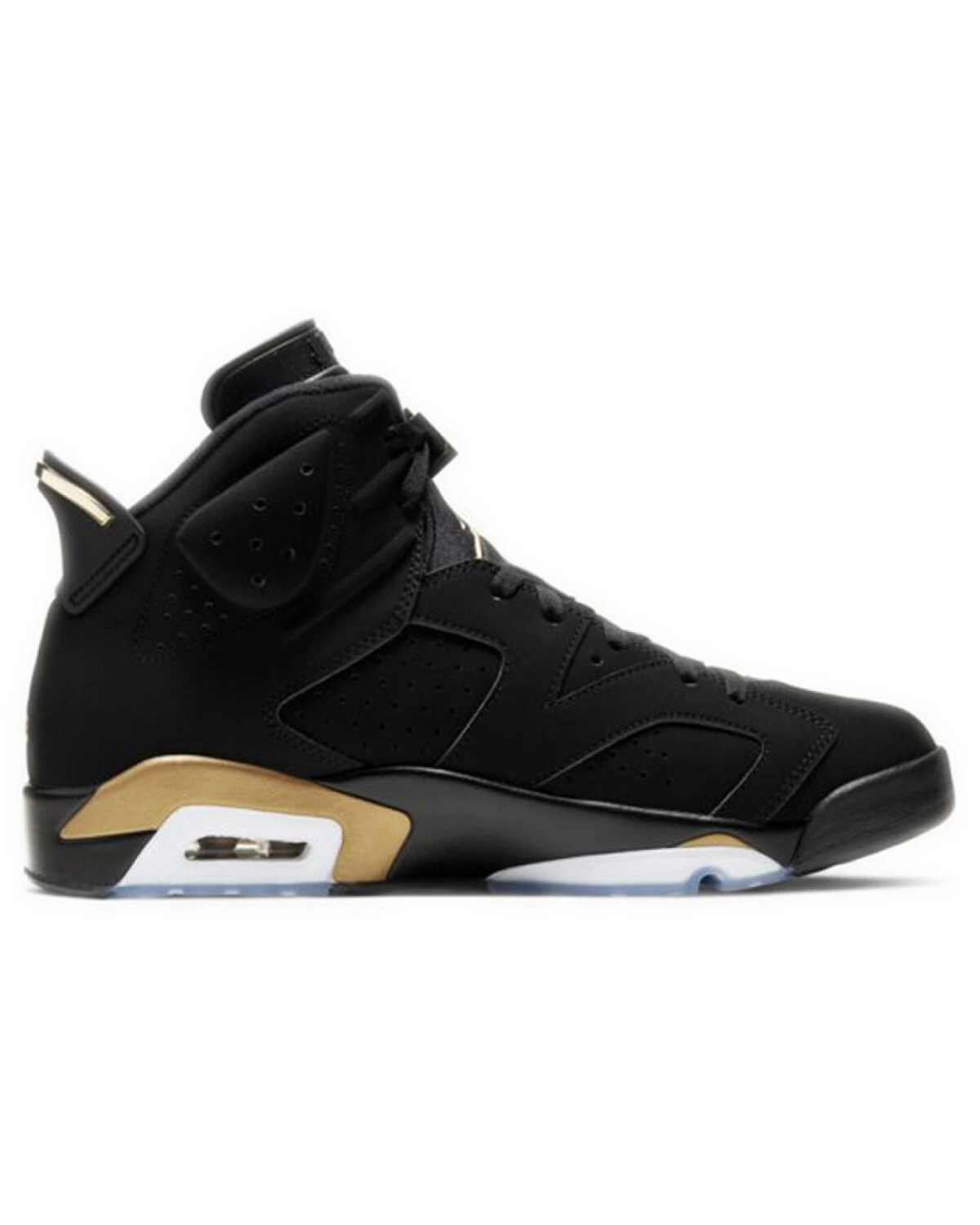 Jordan Air Jordan 6 унисекс кроссовки высокие кожаные чёрные с золотыми деталями картинка