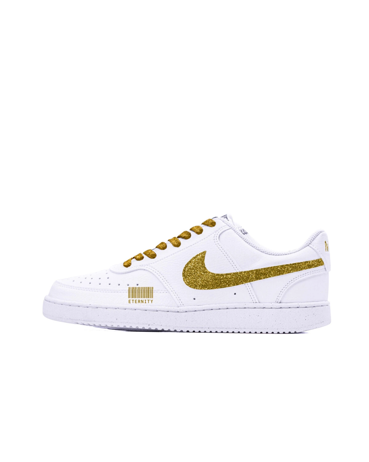 Nike Court Vision 1 мужские кеды бело-золотые с блестками картинка