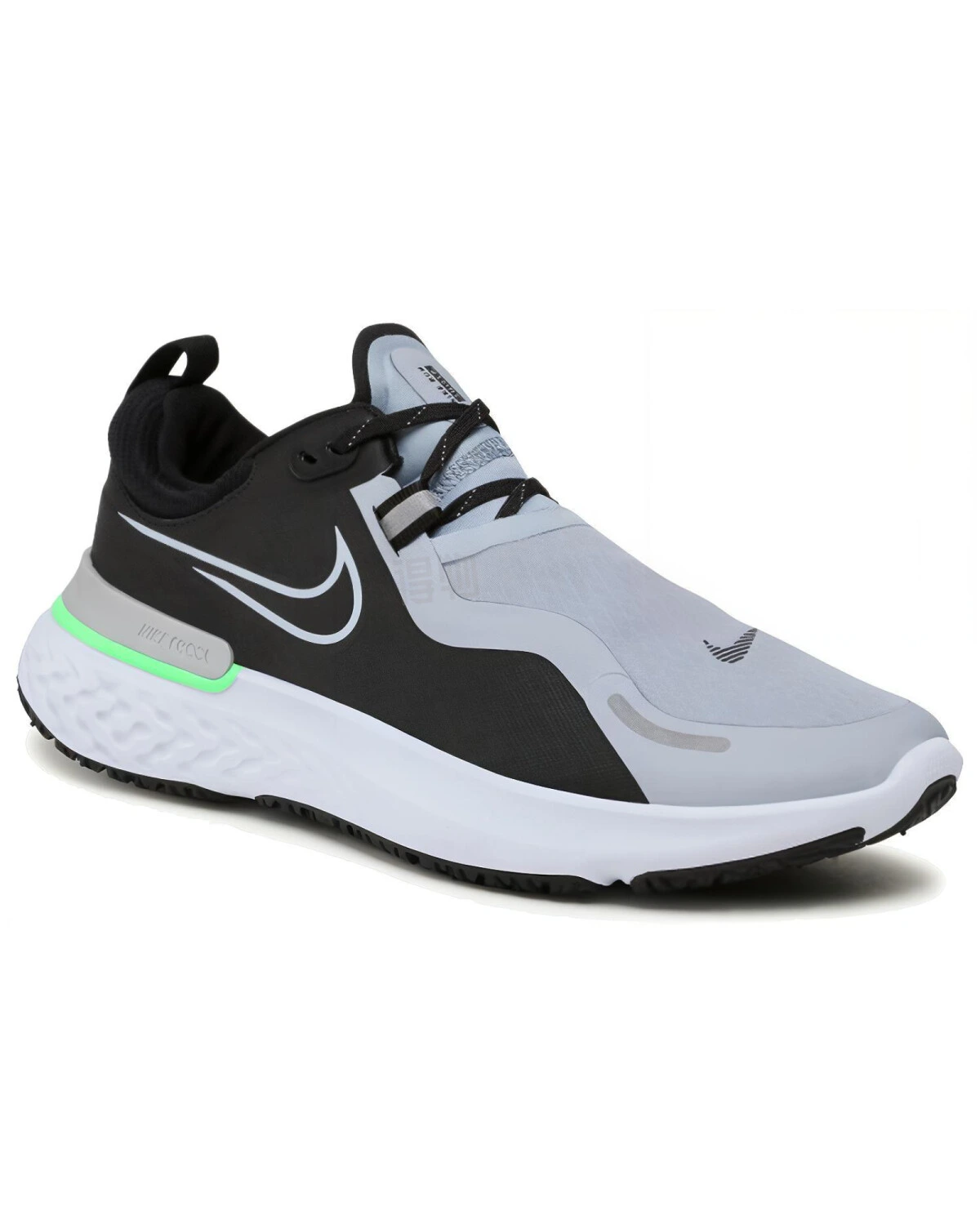 Nike React Miler 1 Shield мужские спортивные кроссовки серо-черно-зеленые с амортизацией React Foam картинка