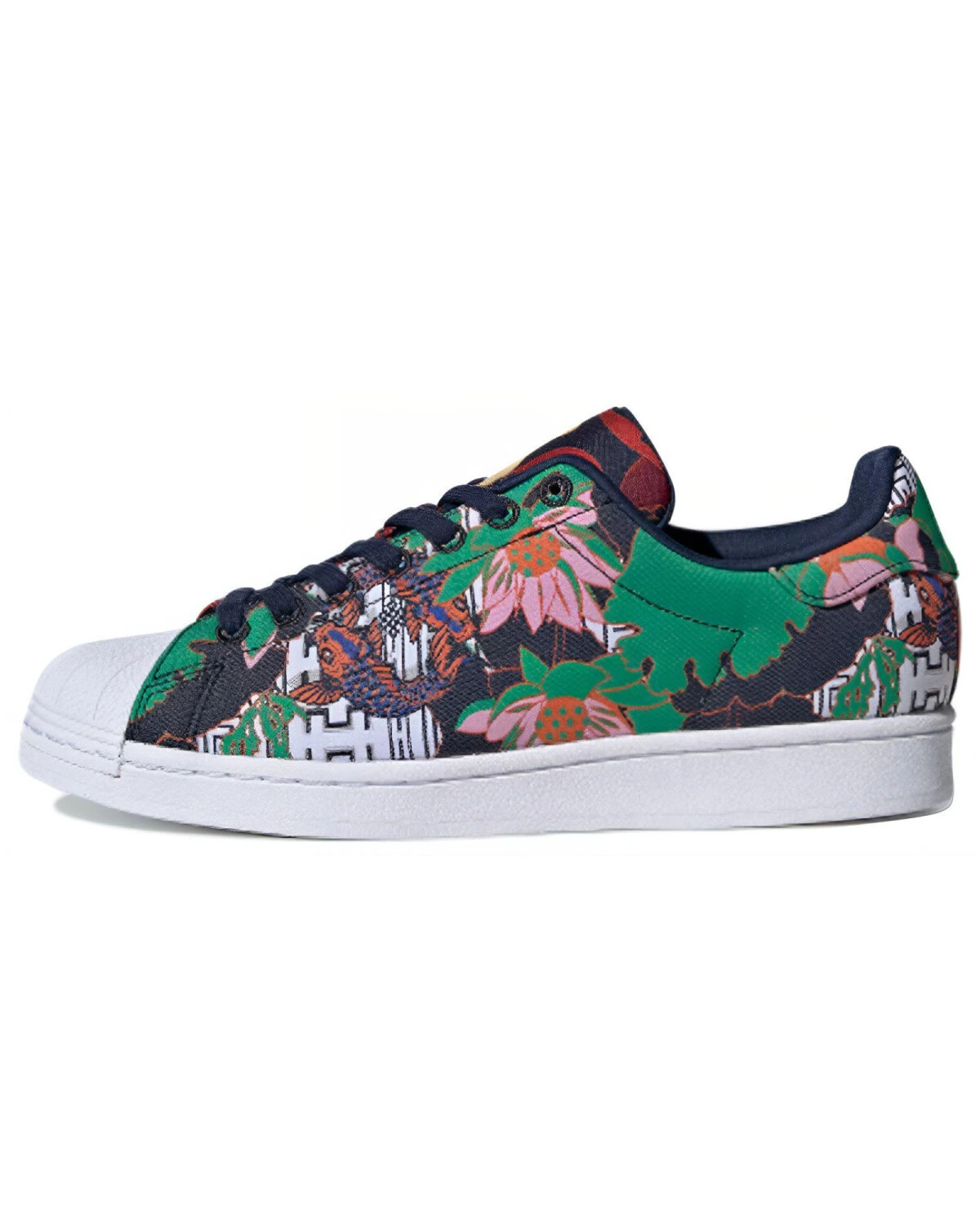 Adidas Originals Superstar unisex кеды кожаные черно-зеленые картинка