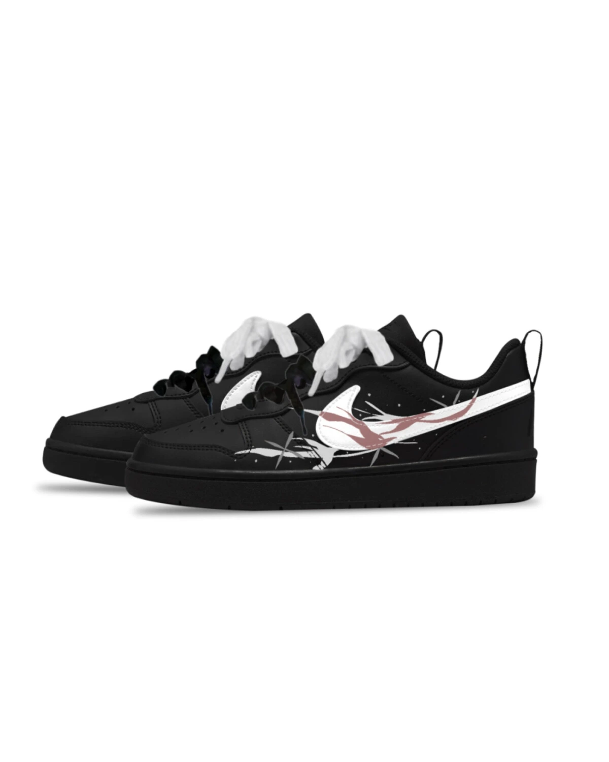 Nike Court Borough детские кеды кожаные бело-красные с принтом картинка