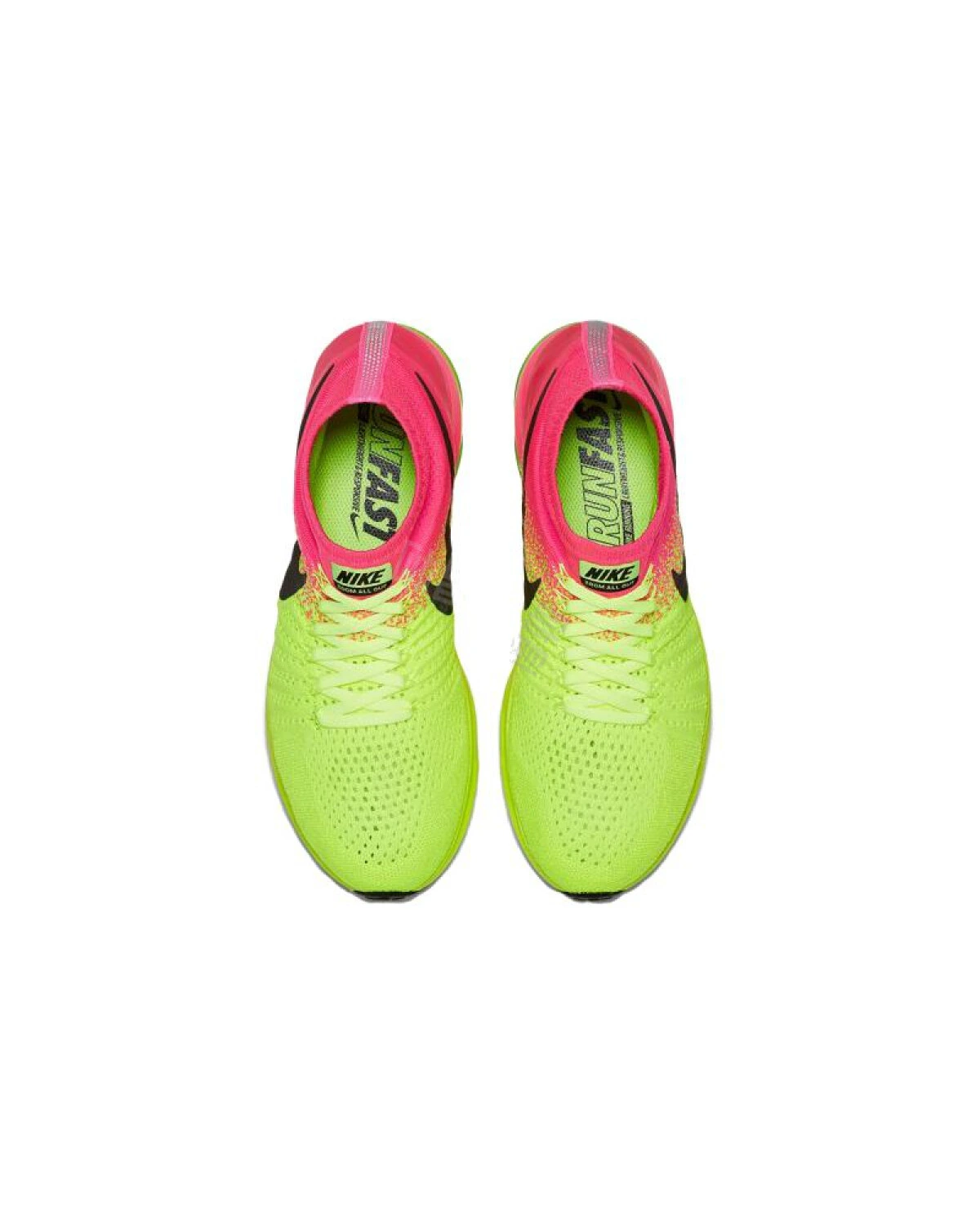 Nike All Out Flyknit мужские кроссовки текстильные неоновые зелено-розовые картинка