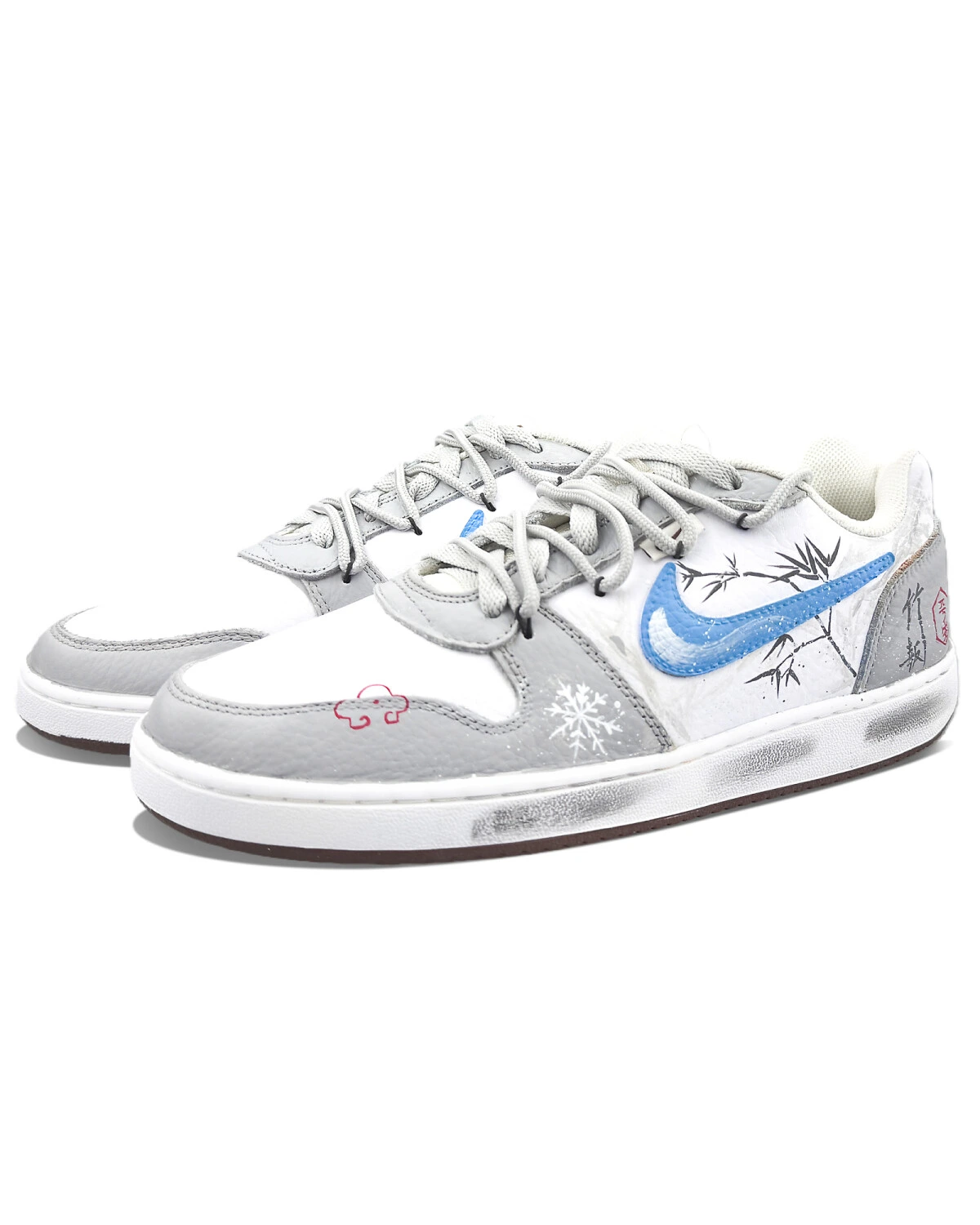 Nike EBERNON мужские кроссовки бело-серые с ручной росписью картинка