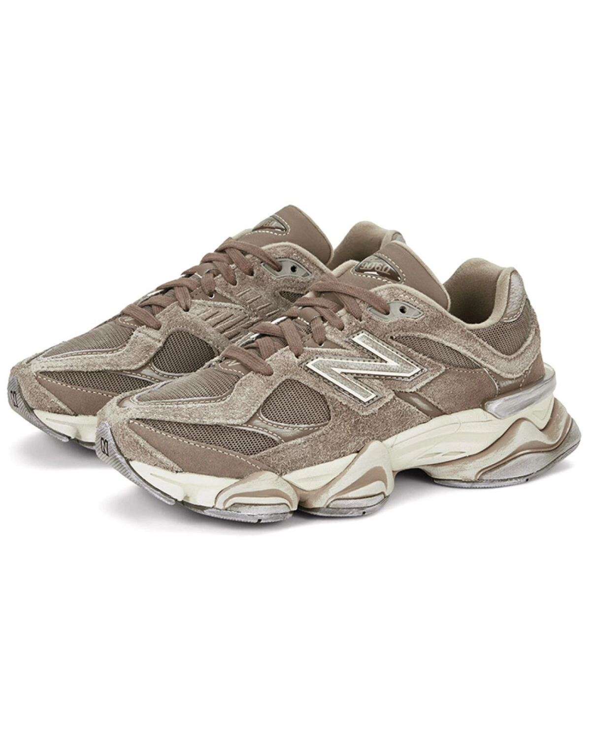New Balance 9060 унисекс кроссовки серо-коричневые с амортизацией картинка