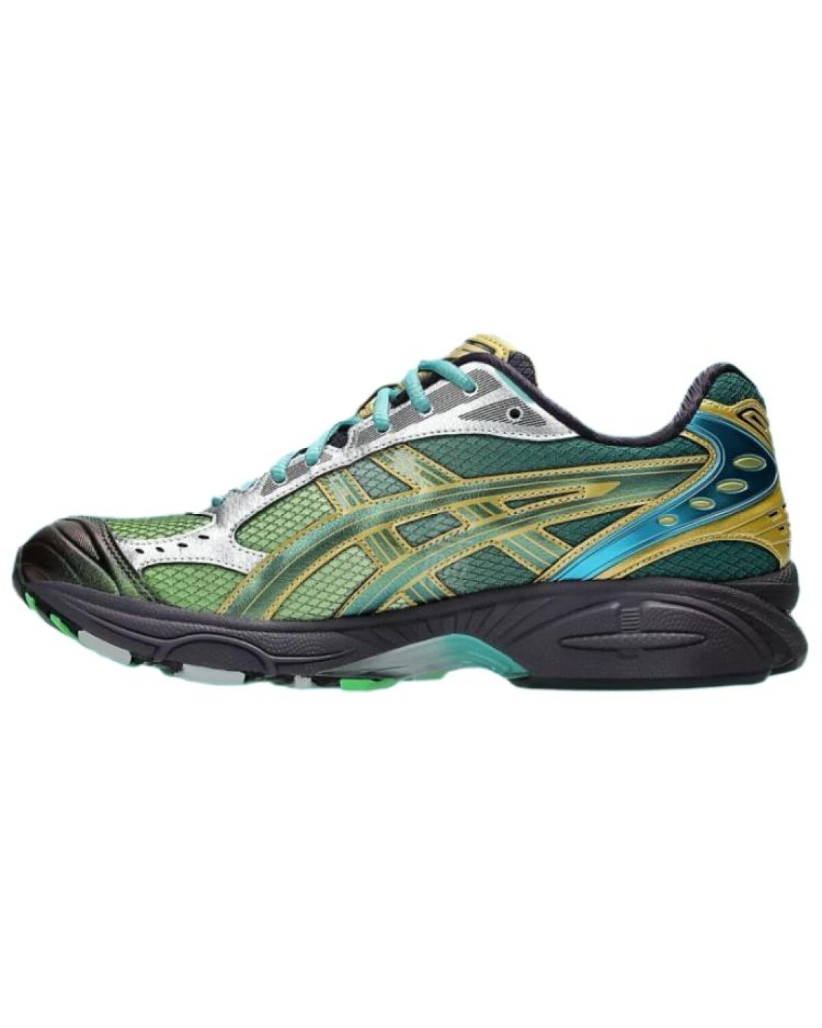 Asics Gel-Kayano 14 кроссовки черно-зеленые дышащие картинка