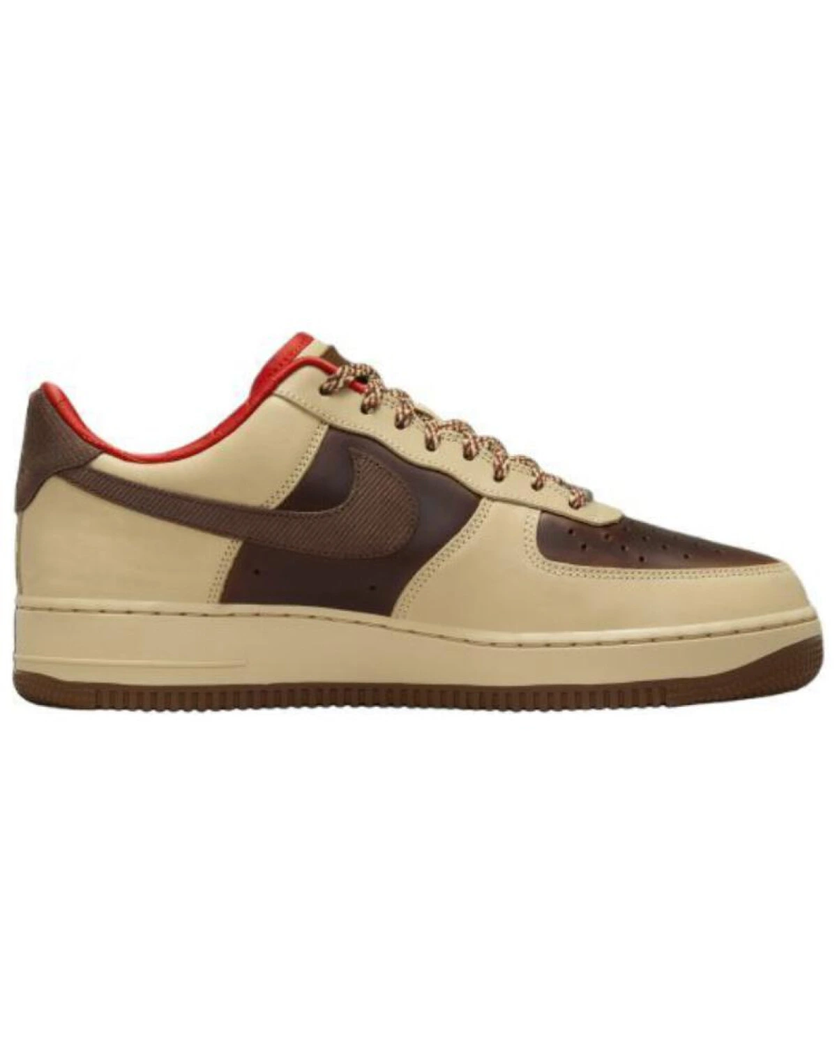 Nike Air Force 1 unisex кроссовки коричневые повседневные с шнуровкой картинка
