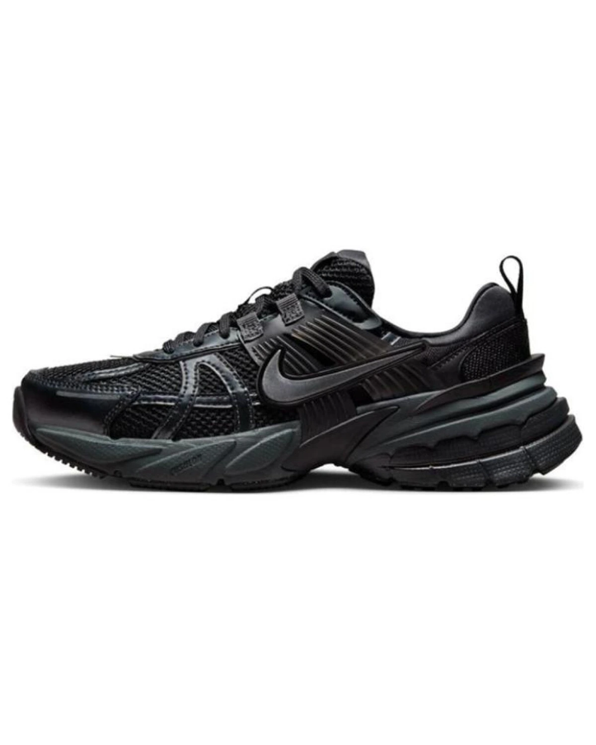 Nike V2K Run унисекс кроссовки черные на шнуровке с платформой картинка
