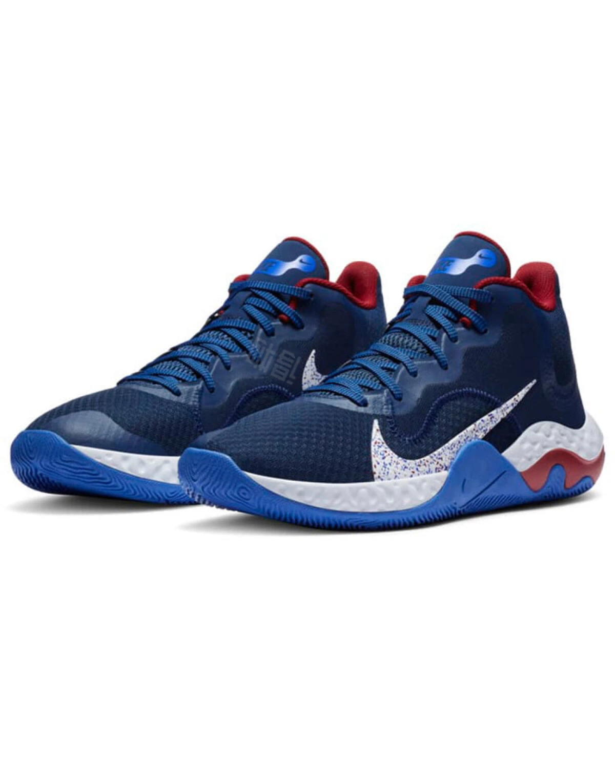 Nike Renew Elevate мужские баскетбольные кроссовки тканевые с амортизацией сине-белые с красным картинка