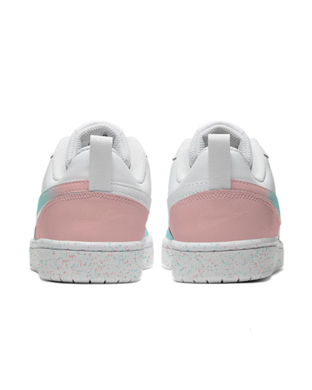 Nike Court Borough детские кроссовки кожаные белые с розово-голубыми акцентами картинка