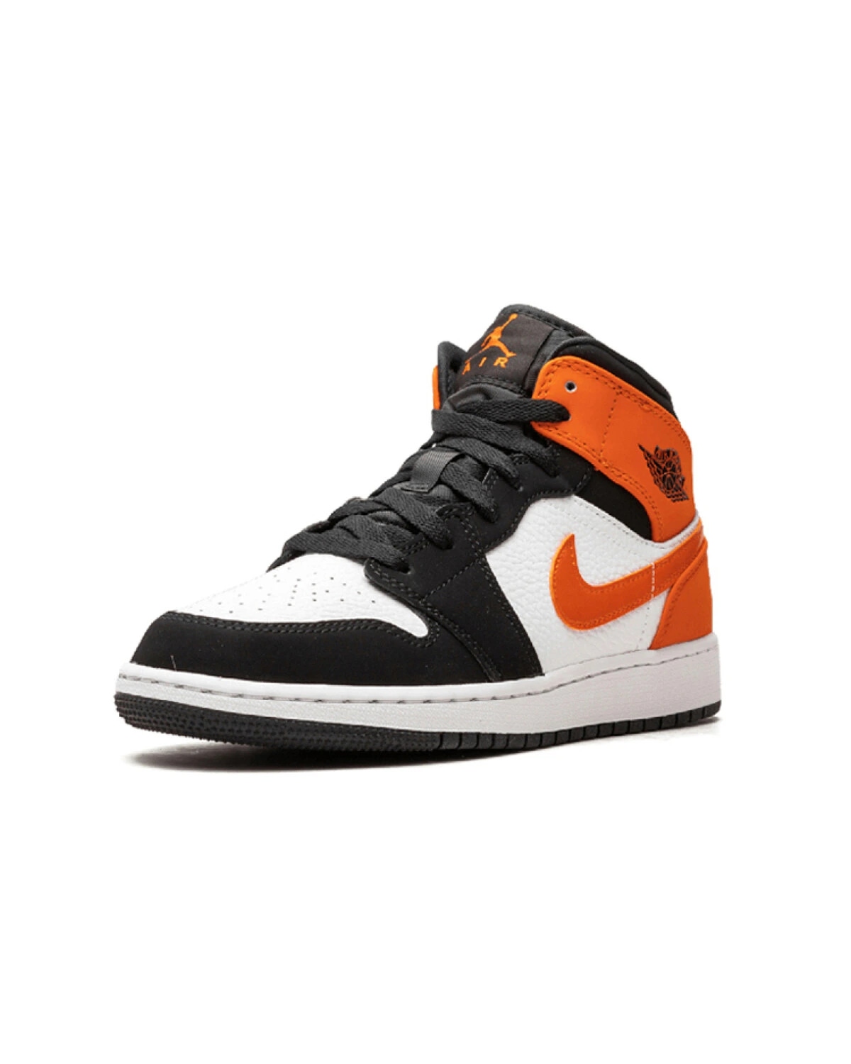 Jordan Air Jordan 1 Mid детские кроссовки черно-оранжевые картинка