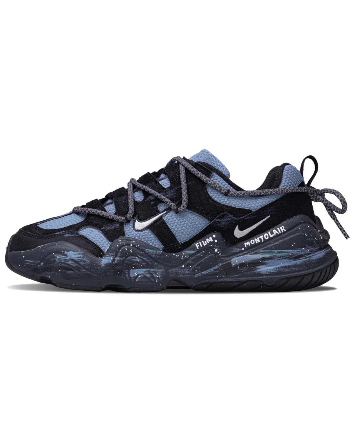 Nike Tech Hera повседневные кроссовки черно-синие со светоотражающими шнурками картинка