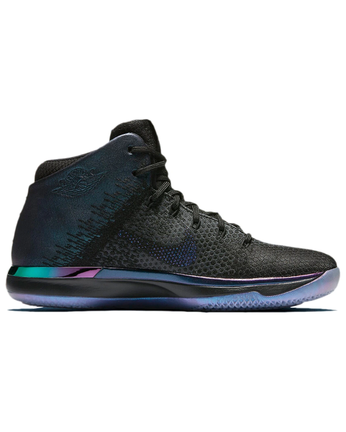 Jordan 31 мужские кроссовки высокие чёрные с металлическим серебром картинка