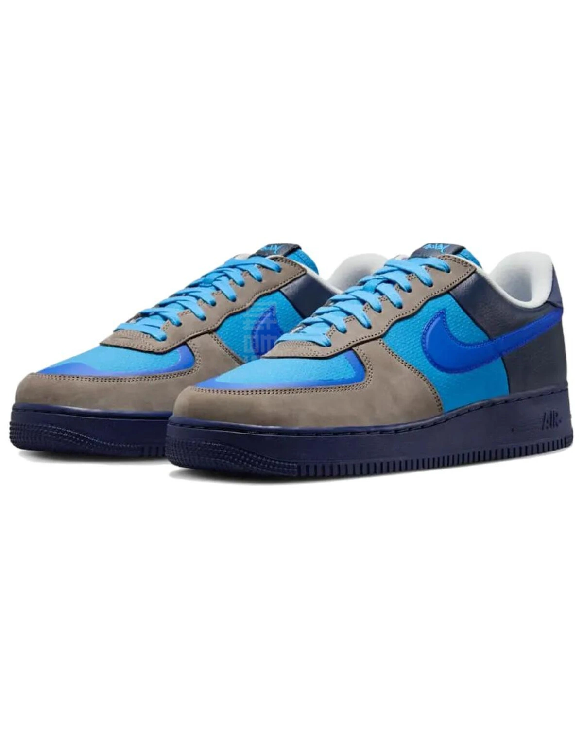 Nike Air Force 1 unisex кроссовки черно-сине-коричневые противоскользящие картинка