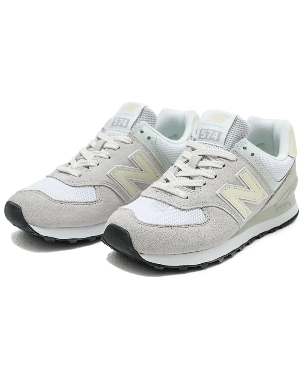New Balance 574 v2 женские повседневные кроссовки серые с желтыми акцентами картинка