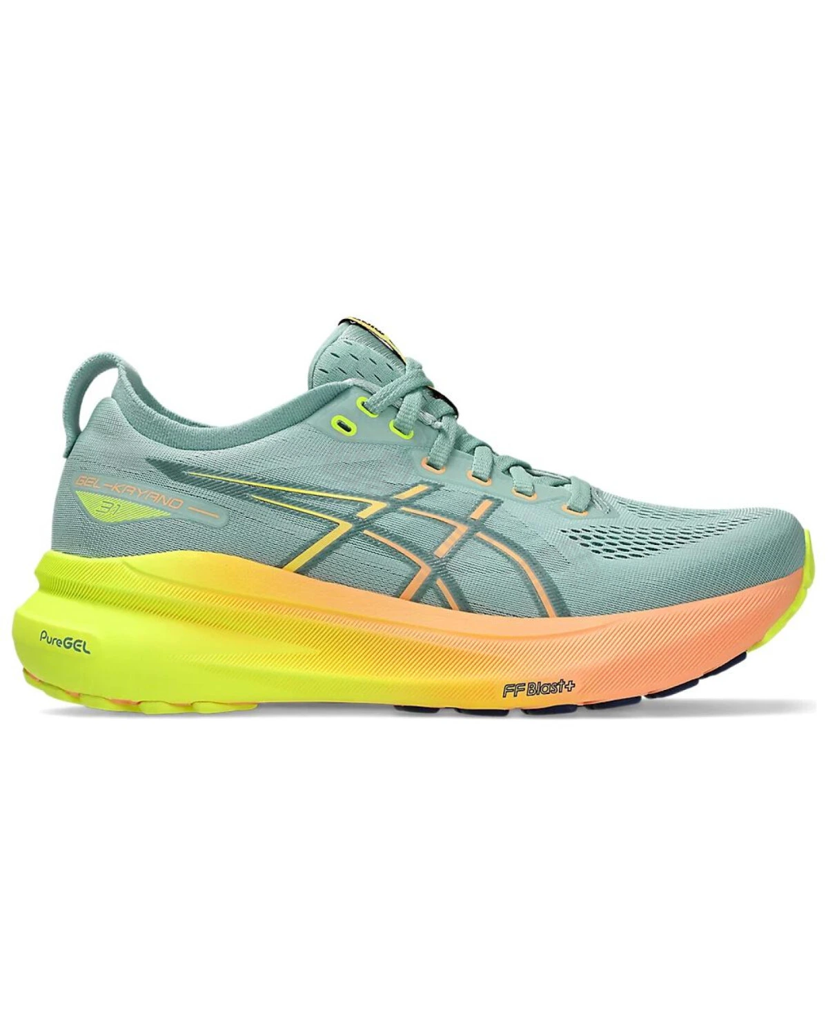 Asics Gel-Kayano 31 женские кроссовки для бега стабильные зелёно-жёлтые картинка
