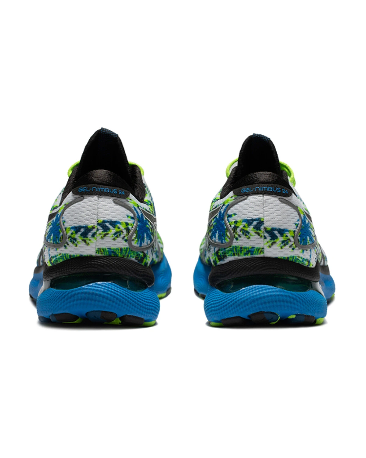 Asics GEL-Nimbus 24 мужские кроссовки для бега воздухопроницаемые бело-сине-зелёные картинка
