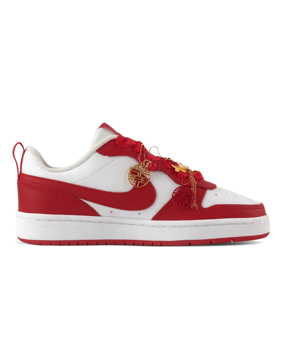 Nike Court Borough 2 женские кроссовки красные с жемчугом и тасселами картинка