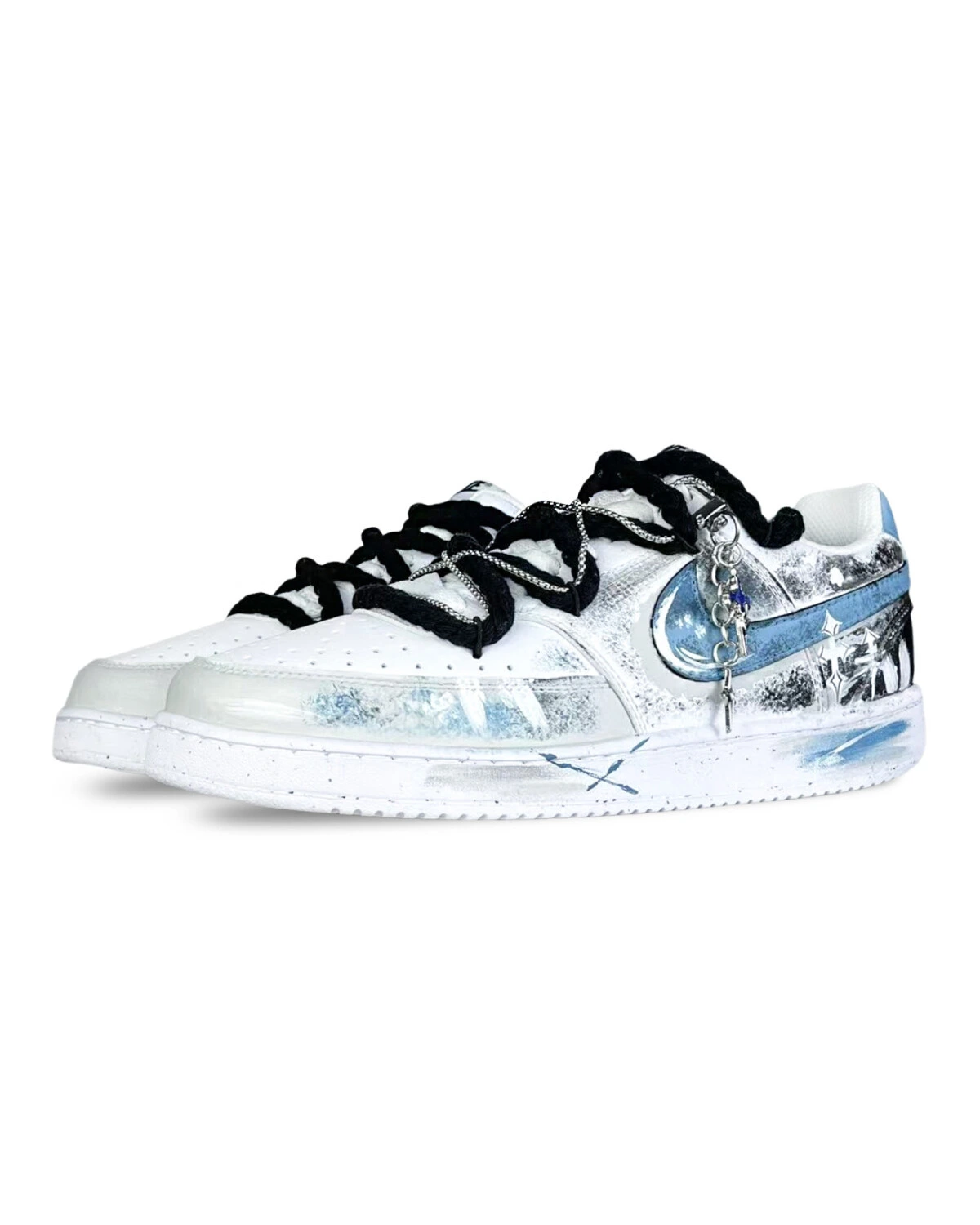 Nike Court Vision 1 мужские кроссовки сине-белые ретро-панк стиль картинка