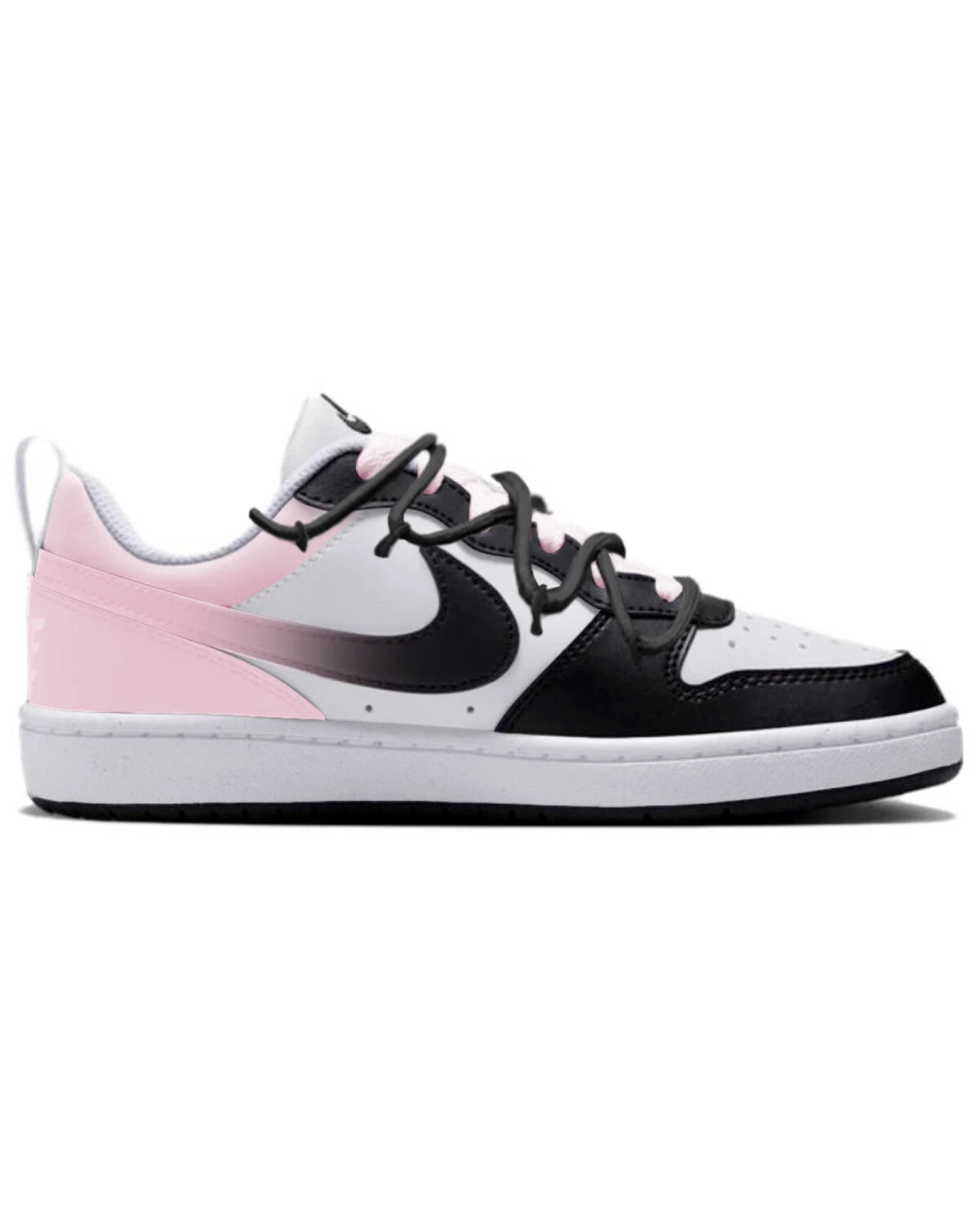 Nike Court Borough детские кеды черно-розовые синтетические повседневные картинка