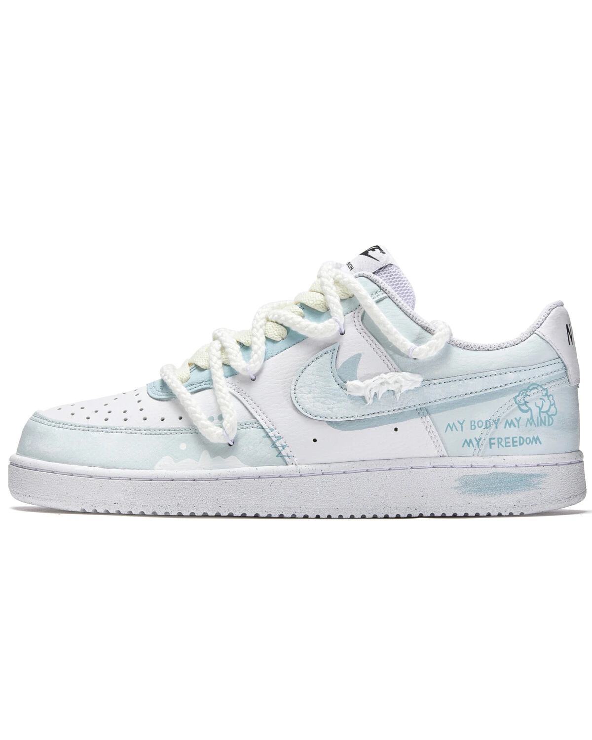 Nike Court Vision 1 мужские кроссовки с амортизацией и противоскользящей подошвой сине-белые картинка