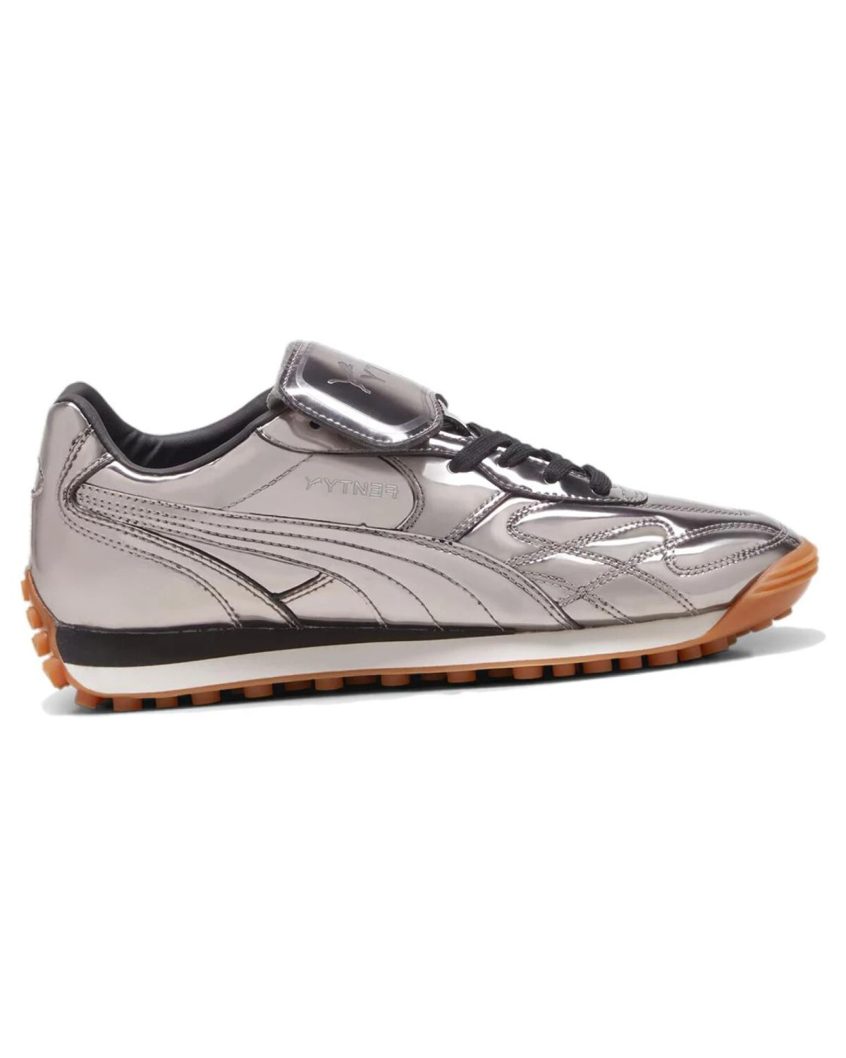 PUMA унисекс кроссовки из лакированной кожи серебряного цвета картинка