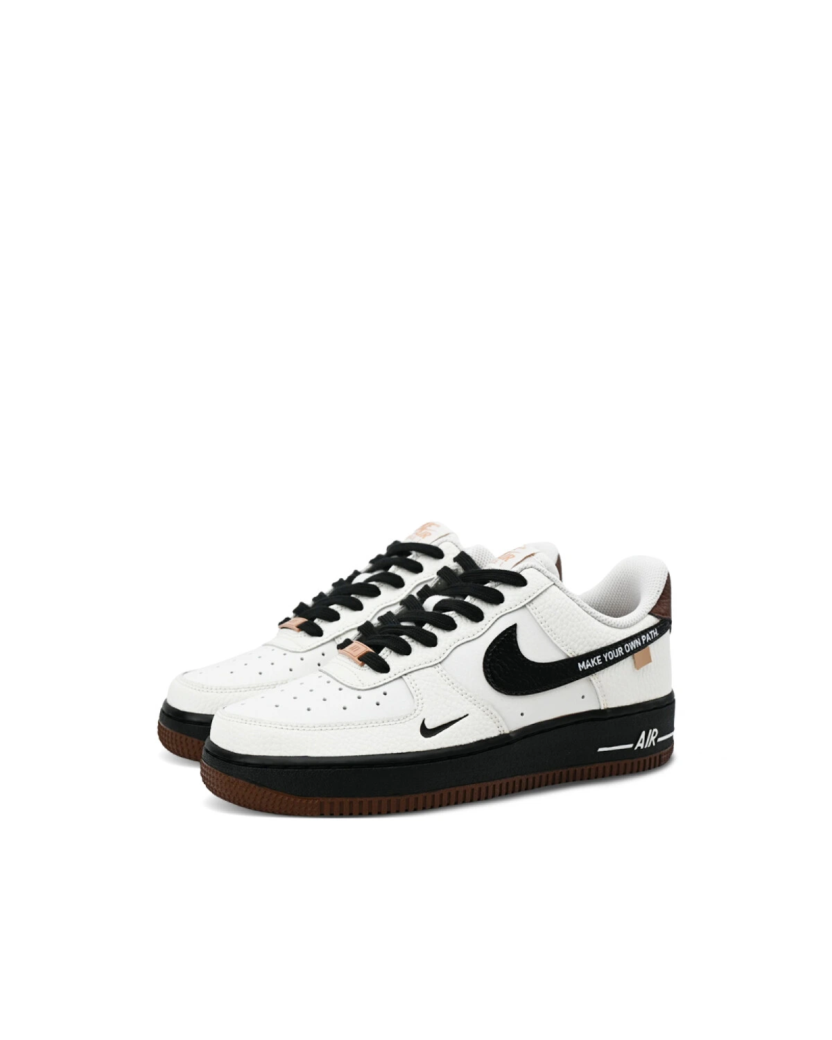 Nike Air Force 1 женские кроссовки бело-черные с кожаным верхом картинка