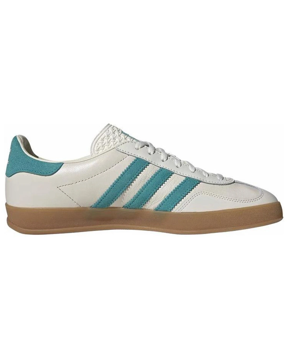 Adidas Originals GAZELLE INDOOR унисекс кроссовки белые с голубыми полосами картинка