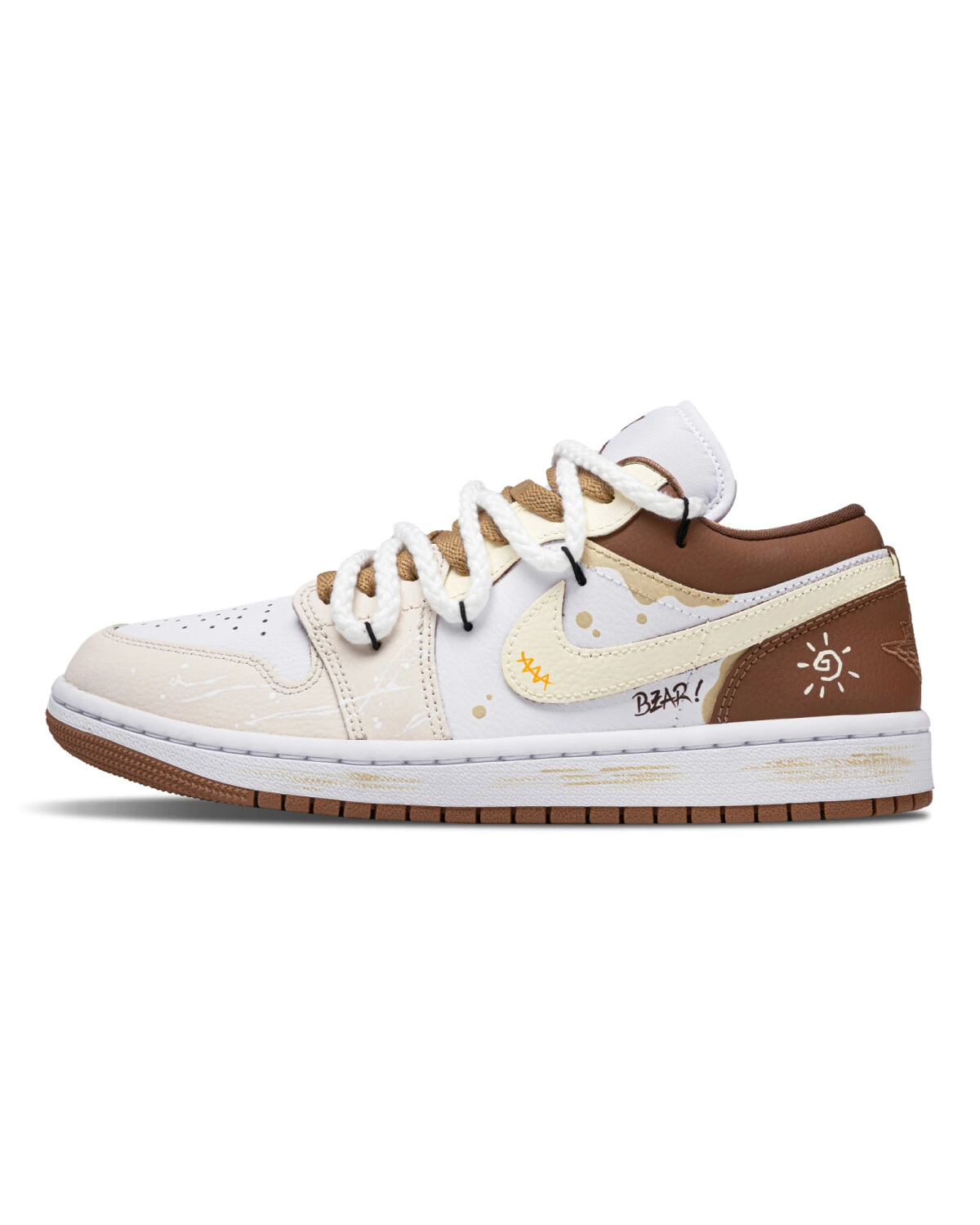 Jordan Air Jordan 1 Honey Cheese unisex кроссовки бело-коричневые картинка
