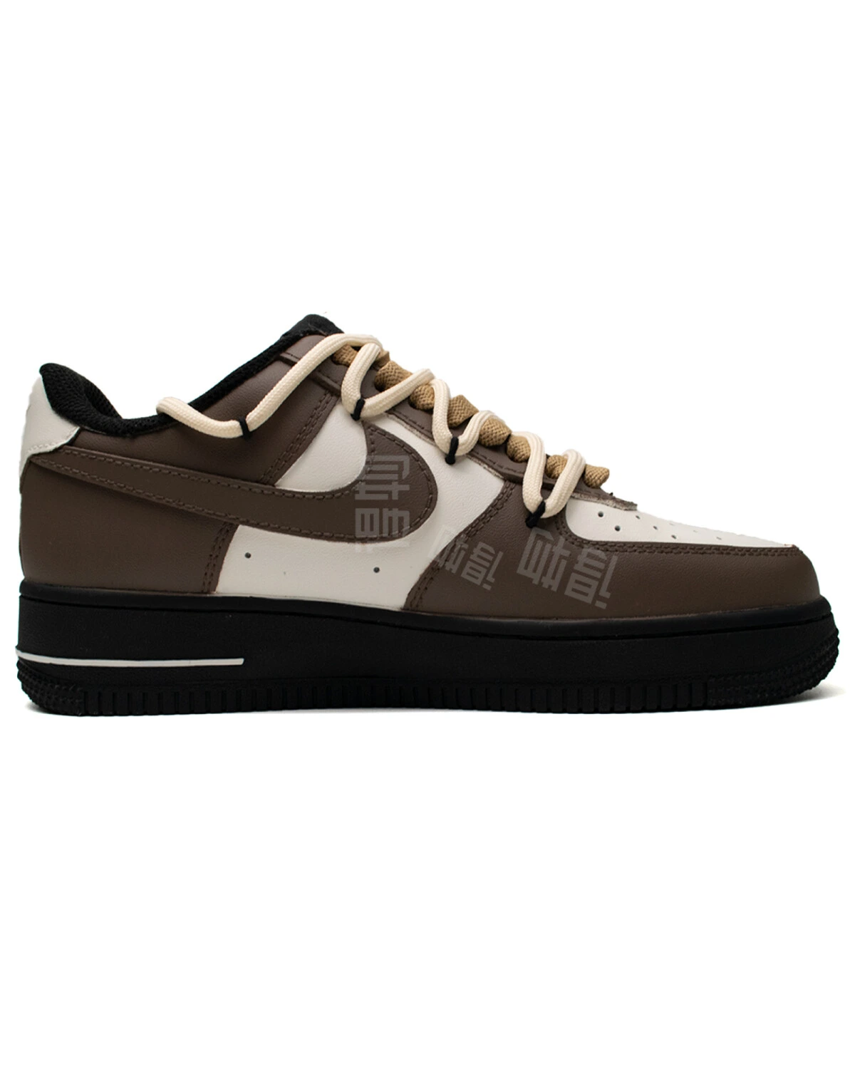 Nike Air Force 1 unisex кроссовки черно-белые с коричневым картинка